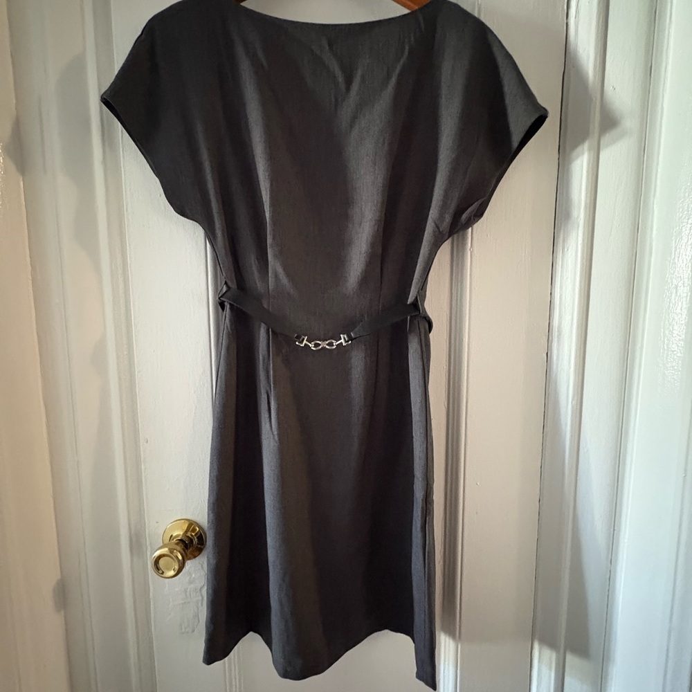 Elegant Gray Belted Dress